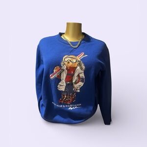 Polo by Ralph Lauren Royal Blue Bear Crewneck Sweater